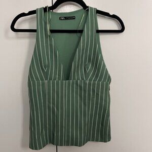 Green and White Striped Top from Zara
